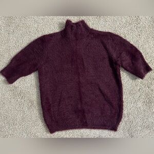 Marled Reunited Clothing Soft Fuzzy Mock Neck Short Sleeve Sweater Size Medium